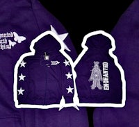 a purple zip up hoodie with stars on it