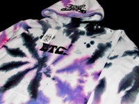 a tie dye hoodie with the word dg on it