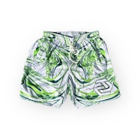 a green and white shorts with a logo on it