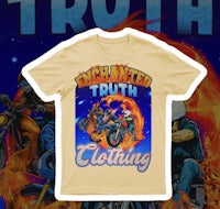 a yellow t - shirt with the words enchanted truth clothing